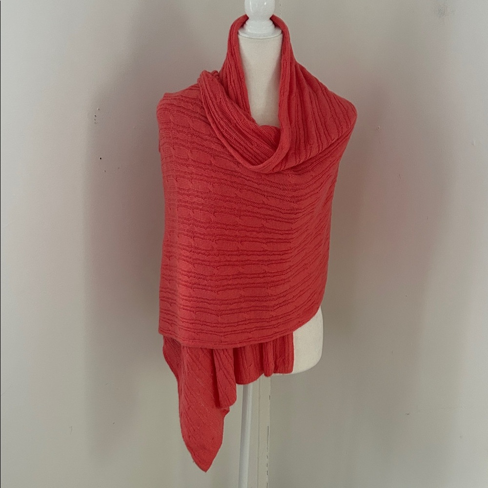 Soft Coral Cable Knit Wrap